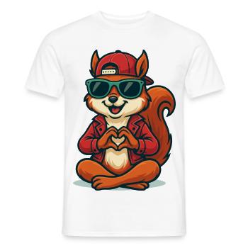 Squirrel Love Vibes - Men's T-Shirt - white - Front - AI Model Male 178 dark (178cm)