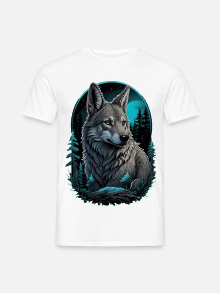 Mystic Wolf at Full Moon - Men's T-Shirt - white