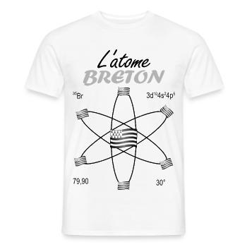 Cadeau Atome Breton Symbole Science et Fierté Gwen - T-shirt homme - blanc - Devant - AI Model Male 178 dark (178cm)