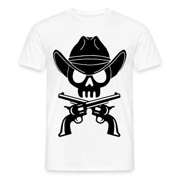 Cowboy-Schädel und gekreuzte Waffen (Schwarz) - Männer T-Shirt - Weiß - Vorne - AI Model Male 178 dark (178cm)