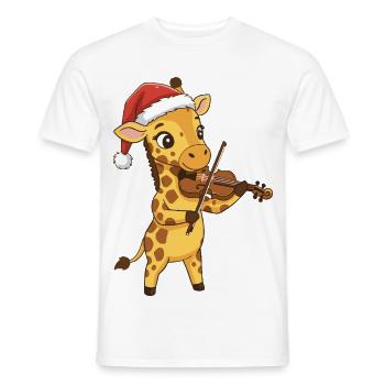 Weihnachtsgiraffen-Tier spielt Geige - Männer T-Shirt - Weiß - Vorne - AI Model Male 178 dark (178cm)