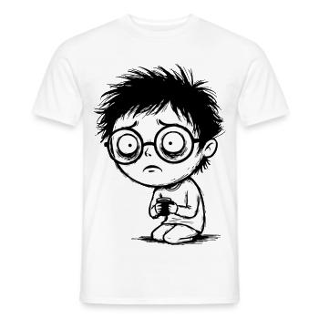 Student Coffee Fatigue Blank Gaze Manga - Männer T-Shirt - Weiß - Vorne - AI Model Male 178 dark (178cm)