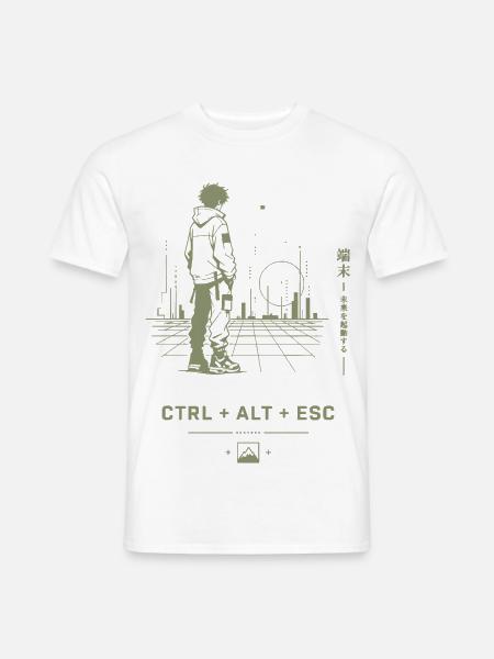 Ctrl Alt Esc Neon Stadt - Männer T-Shirt - Weiß