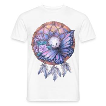 Traumfänger mit Schmetterling Galaxy Traum Kunst - Männer T-Shirt - Weiß - Vorne - AI Model Male 178 dark (178cm)