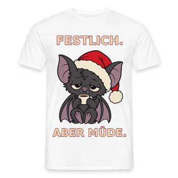 Weihnachtsfledermaus mit Espresso – Festlich aber  - Männer T-Shirt - Weiß - Vorne - AI Model Male 178 dark (178cm)