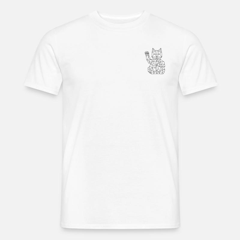 Fortune Cat Maneki-neko Polygon - Männer T-Shirt - Weiß