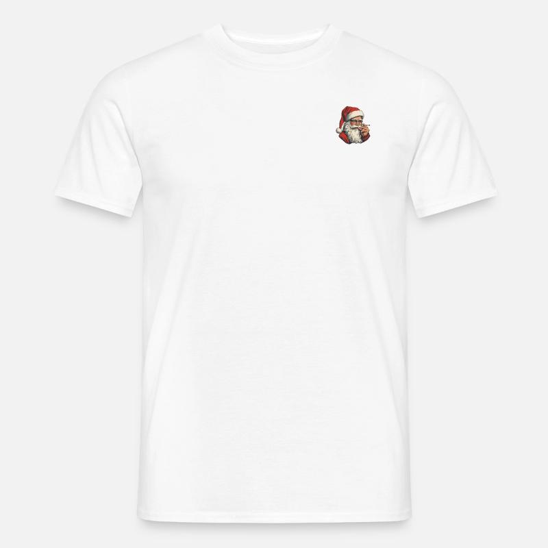 Weihnachtsmann mit Joint - Männer T-Shirt - Weiß