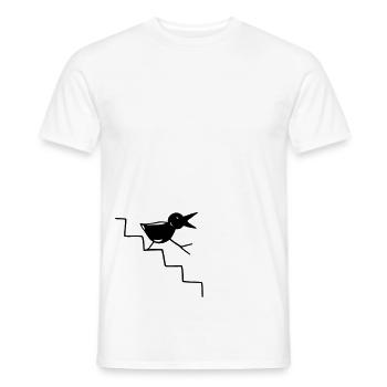 Bird goes down the stairs - Men's T-Shirt - white - Front - AI Model Male 178 dark (178cm)