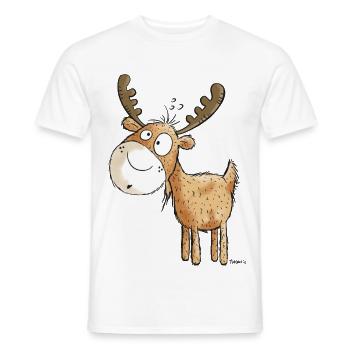 Witziger Elch - Elche - Hirsch - Reh - Geschenk - Männer T-Shirt - Weiß - Vorne - AI Model Male 178 dark (178cm)