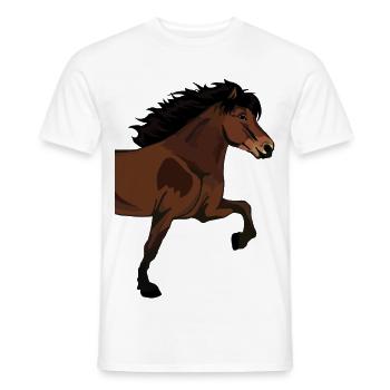 Grand cheval islandais Side-Tölter – Brun - T-shirt homme - blanc - Devant - AI Model Male 178 dark (178cm)