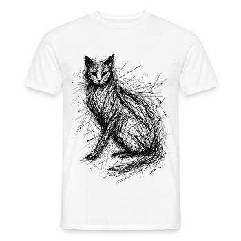 Cat Sketch Abstract - Men's T-Shirt - white - Front - AI Model Male 178 dark (178cm)