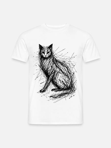 Cat Sketch Abstract - Men's T-Shirt - white