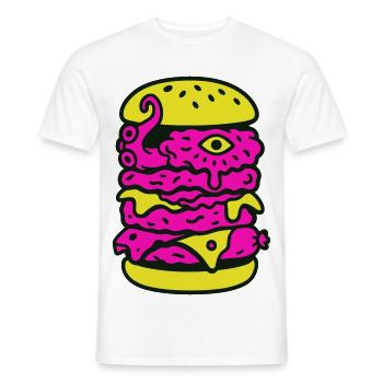 Monster Burger dans le style Pop Art - T-shirt homme - blanc - Devant - AI Model Male 178 dark (178cm)