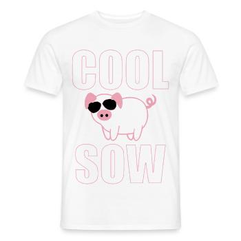 Cool Sow Pig with Sunglasses | Funny Farm Style - Männer T-Shirt - Weiß - Vorne - AI Model Male 178 dark (178cm)