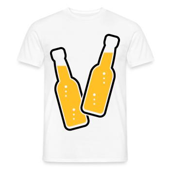 2 Flaschen Stoßen An (Bier / Limonade / POS 2C) - Männer T-Shirt - Weiß - Vorne - AI Model Male 178 dark (178cm)