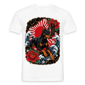 Dobermann im japanischen Irezumi Tattoo Stil - Männer T-Shirt - Weiß - Vorne - AI Model Male 178 dark (178cm)
