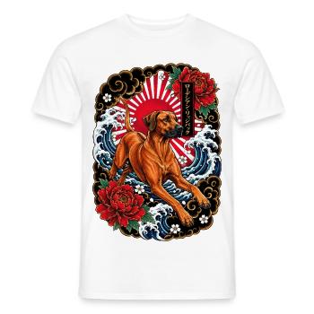 Rhodesian Ridgeback im Japan Tattoo Stil - Männer T-Shirt - Weiß - Vorne - AI Model Male 178 dark (178cm)