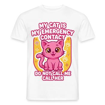 My Cat Is My Emergency Contact - Männer T-Shirt - Weiß - Vorne - AI Model Male 178 dark (178cm)