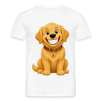 Funny Smile Golden Retriever – Number One - Männer T-Shirt - Weiß - Vorne - AI Model Male 178 dark (178cm)