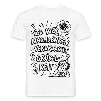 Lustiger Overthinking Spruch im Comic-Stil - Männer T-Shirt - Weiß - Vorne - AI Model Male 178 dark (178cm)