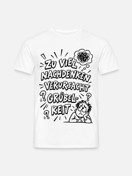 Lustiger Overthinking Spruch im Comic-Stil - Männer T-Shirt - Weiß