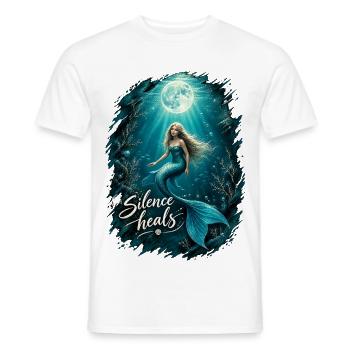 Meerjungfrau unter Wasser im Mondlicht - Männer T-Shirt - Weiß - Vorne - AI Model Male 178 dark (178cm)