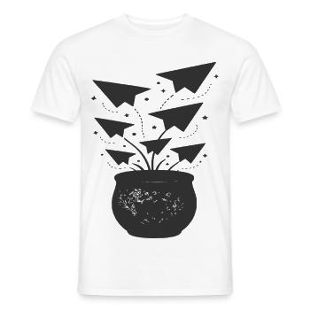 Papierflieger aus Topf - Männer T-Shirt - Weiß - Vorne - AI Model Male 178 dark (178cm)