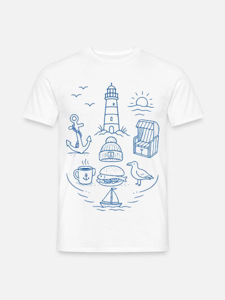 Maritimes Küstenmotiv - Männer T-Shirt - Weiß