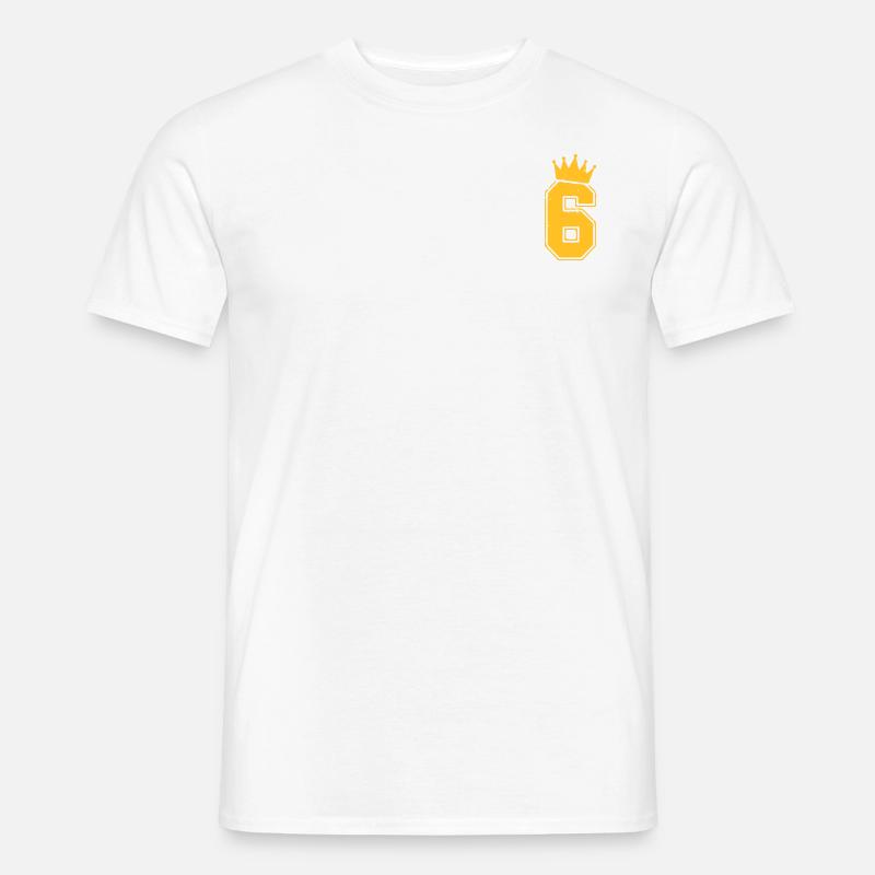 6 mit Krone - Männer T-Shirt - Weiß