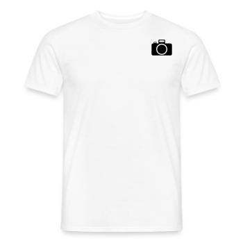 DSLR Photo Camera Lens Icon Character Symbol - Men's T-Shirt - white - Front - AI Model Male 178 dark (178cm)