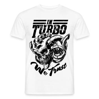 We Trust in Turbo Skull, Tuner, Mechaniker, Boost - Männer T-Shirt - Weiß - Vorne - AI Model Male 178 dark (178cm)