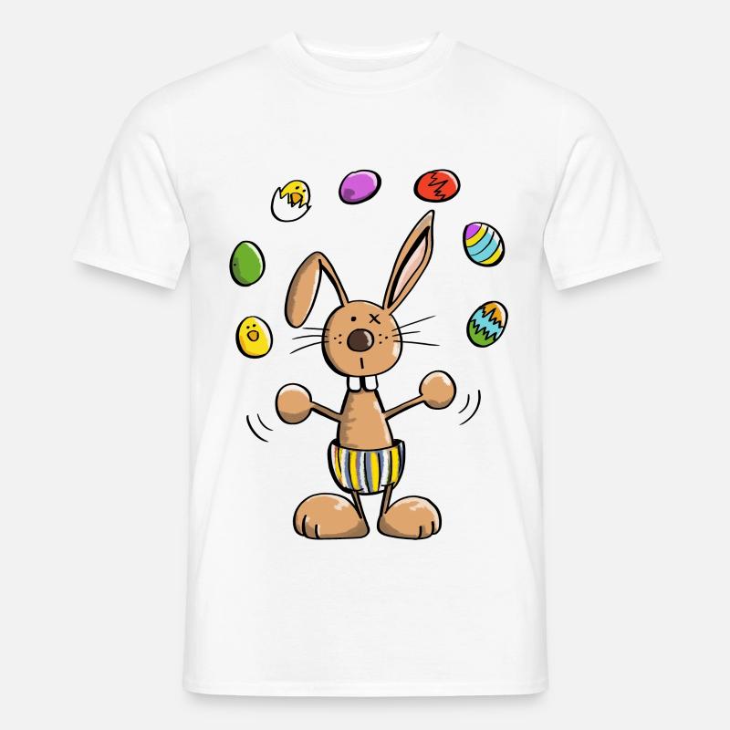 Easter bunny juggles colorful easter eggs - easter - Men's T-Shirt - white