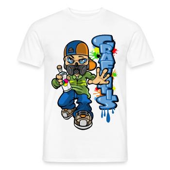 B-Boy und Graffiti - Männer T-Shirt - Weiß - Vorne - AI Model Male 178 dark (178cm)