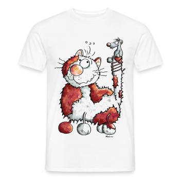 Fröhliche Katze - Katzen - Männer T-Shirt - Weiß - Vorne - AI Model Male 178 dark (178cm)