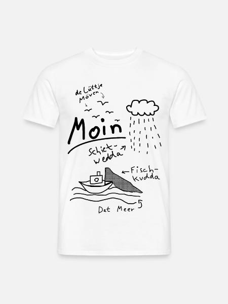Moin Plattdeutsch Norddeutsch Meer Möwe Boot - Männer T-Shirt - Weiß