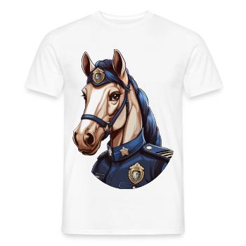 Cheval de police - T-shirt homme - blanc - Devant - AI Model Male 178 dark (178cm)
