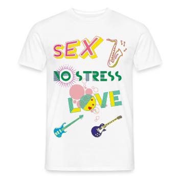 SEX_No stress_Love - T-shirt homme - blanc - Devant - AI Model Male 178 dark (178cm)