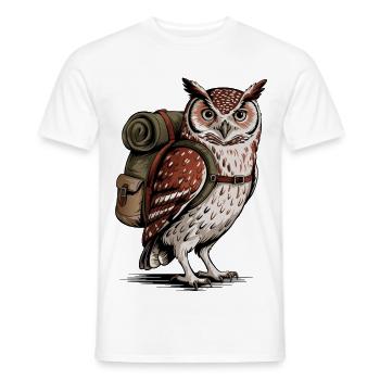 Wald-Eule mit Rucksack - Männer T-Shirt - Weiß - Vorne - AI Model Male 178 dark (178cm)