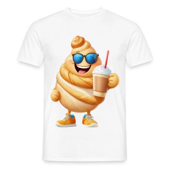 Croissant mit Kaffee - Männer T-Shirt - Weiß - Vorne - AI Model Male 178 dark (178cm)