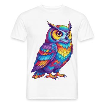 Bunte Eulen-Regenbogen-Pop-Art-Aquarell - Männer T-Shirt - Weiß - Vorne - AI Model Male 178 dark (178cm)