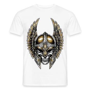 Wikingerschädel Gold- und weißflügeliger Helm Totemkrieger - Männer T-Shirt - Weiß - Vorne - AI Model Male 178 dark (178cm)