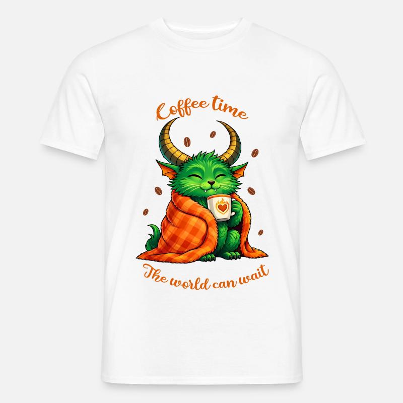 Kaffeezeit – Ein kleines Kaffeemonster - Männer T-Shirt - Weiß