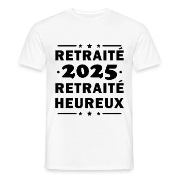 Cadeau retraite 2025 retraité heureux - T-shirt homme - blanc - Devant - AI Model Male 178 dark (178cm)