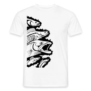 LetzterWurf Zander Gruppe Anglershirt - Angeln - Männer T-Shirt - Weiß - Vorne - AI Model Male 178 dark (178cm)
