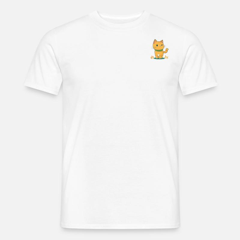 Katze mit Halstuch - Männer T-Shirt - Weiß