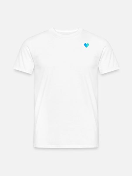 Zweifarbiges Herz blau-türkis - Männer T-Shirt - Weiß