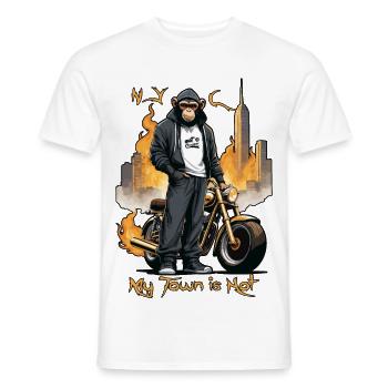 Biker Affe - Männer T-Shirt - Weiß - Vorne - AI Model Male 178 dark (178cm)