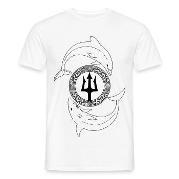 Dolphin and shark (black) - Men's T-Shirt - white - Front - AI Model Male 178 dark (178cm)