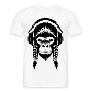 Beat Monkey Head Bass Drop Edition Chemise - T-shirt homme - blanc - Devant - AI Model Male 178 dark (178cm)