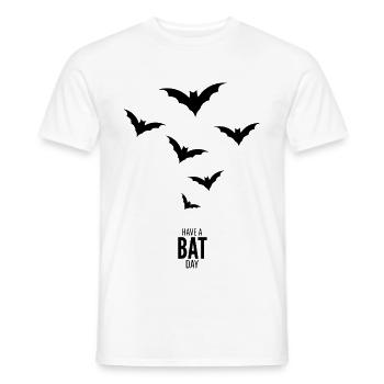 Have a BAT day | Halloween Shirt–gruselig - Männer T-Shirt - Weiß - Vorne - AI Model Male 178 dark (178cm)